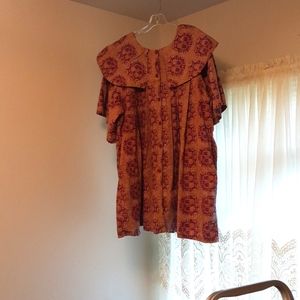 Two piece, The African Village. Free size, purple, gold, I'm very light pink